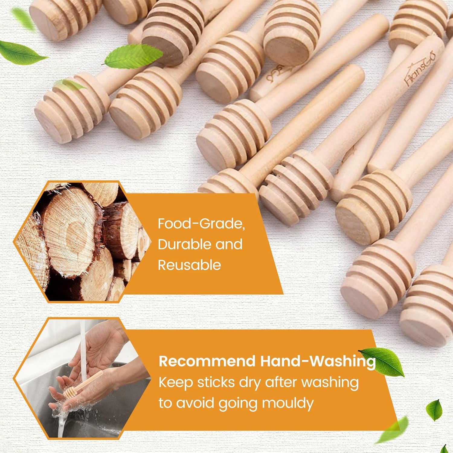 Honeycomb Stick, 36PCS 3 Inch Mini Wood Honey Dipper Sticks Honey Stirrer Honey Wand for Honey Jar Dispense Drizzle Honey, Wedding Party Favors