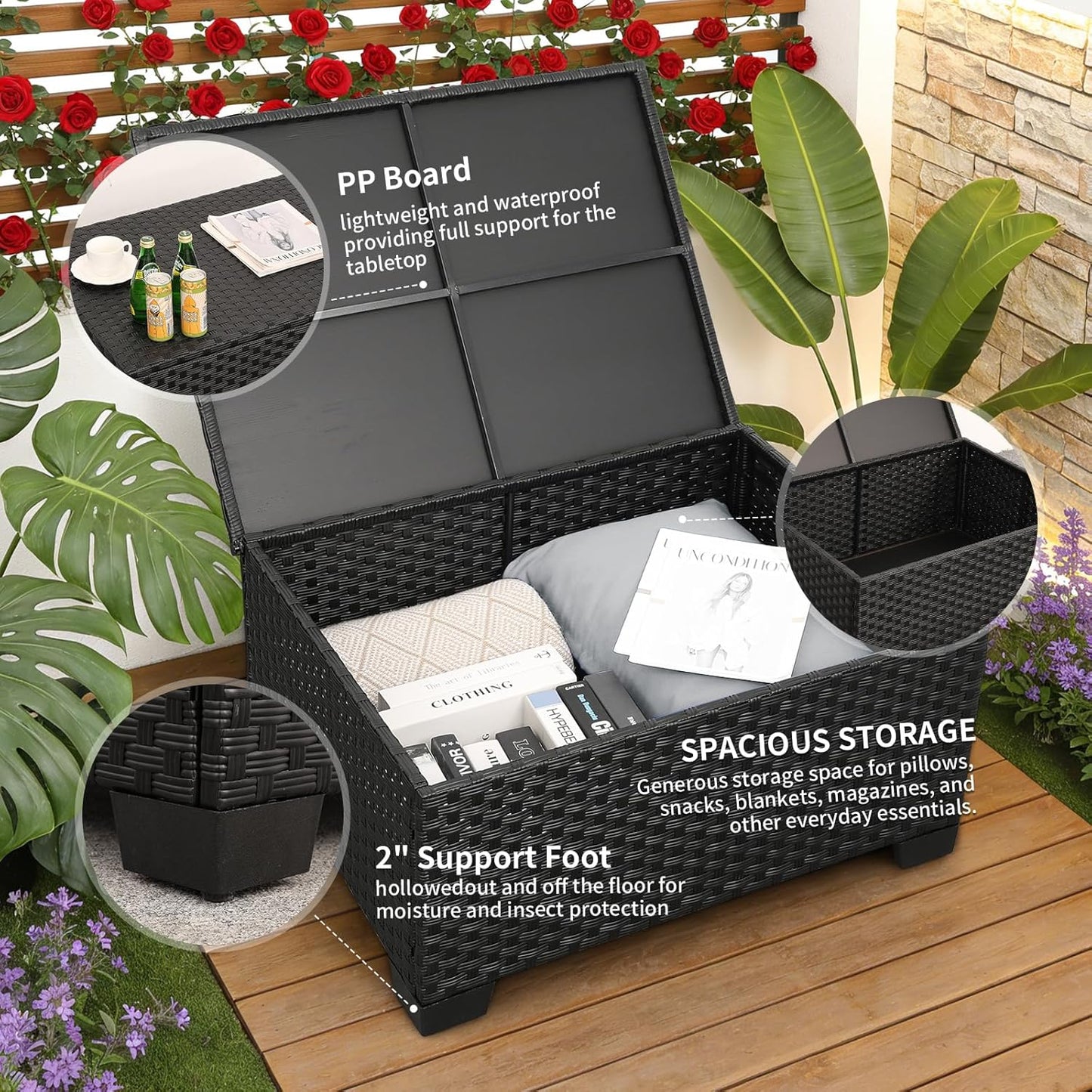Patio Furniture Sets 7 Pieces Outdoor Furniture Sectional Patio Couches Set Storage Table No-Slip Grey Cushions and Waterproof Covers
