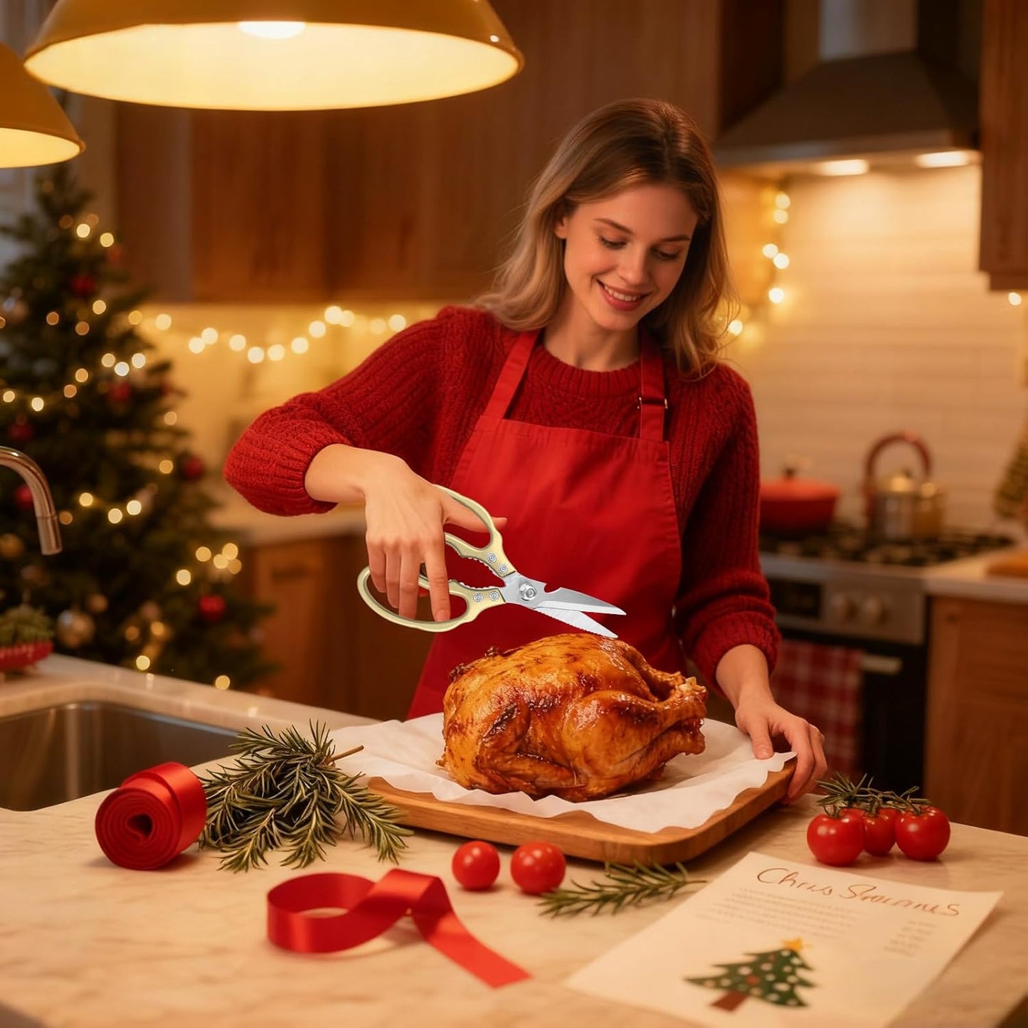 Kitchen Shears,  Kitchen Scissors Heavy Duty Dishwasher Safe Tijeras De Cocina, Multi-Purpose Sharp Cooking Scissors for Kitchen, Chicken, Poultry, Fish, Meat, Herbs-Gold