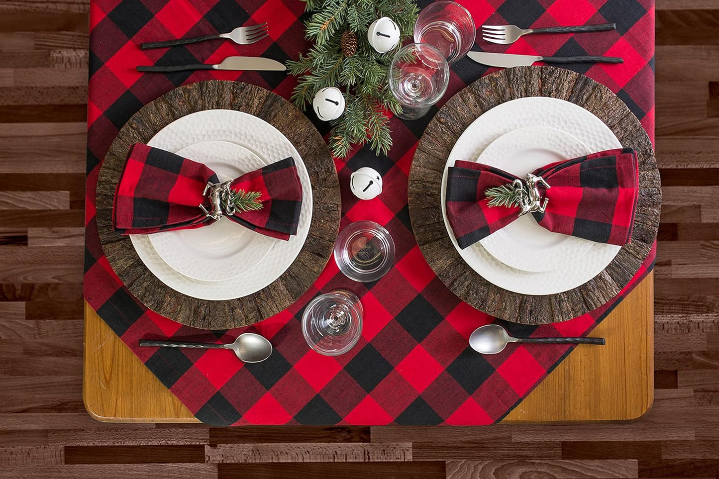 Buffalo Check Collection, Classic Farmhouse Tabletop Set, Napkin Set, 20X20", Red & Black, 6 Piece