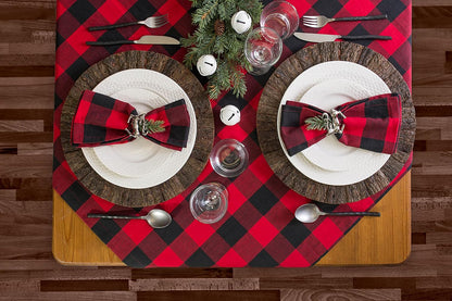 Buffalo Check Collection, Classic Farmhouse Tabletop Set, Napkin Set, 20X20", Red & Black, 6 Piece
