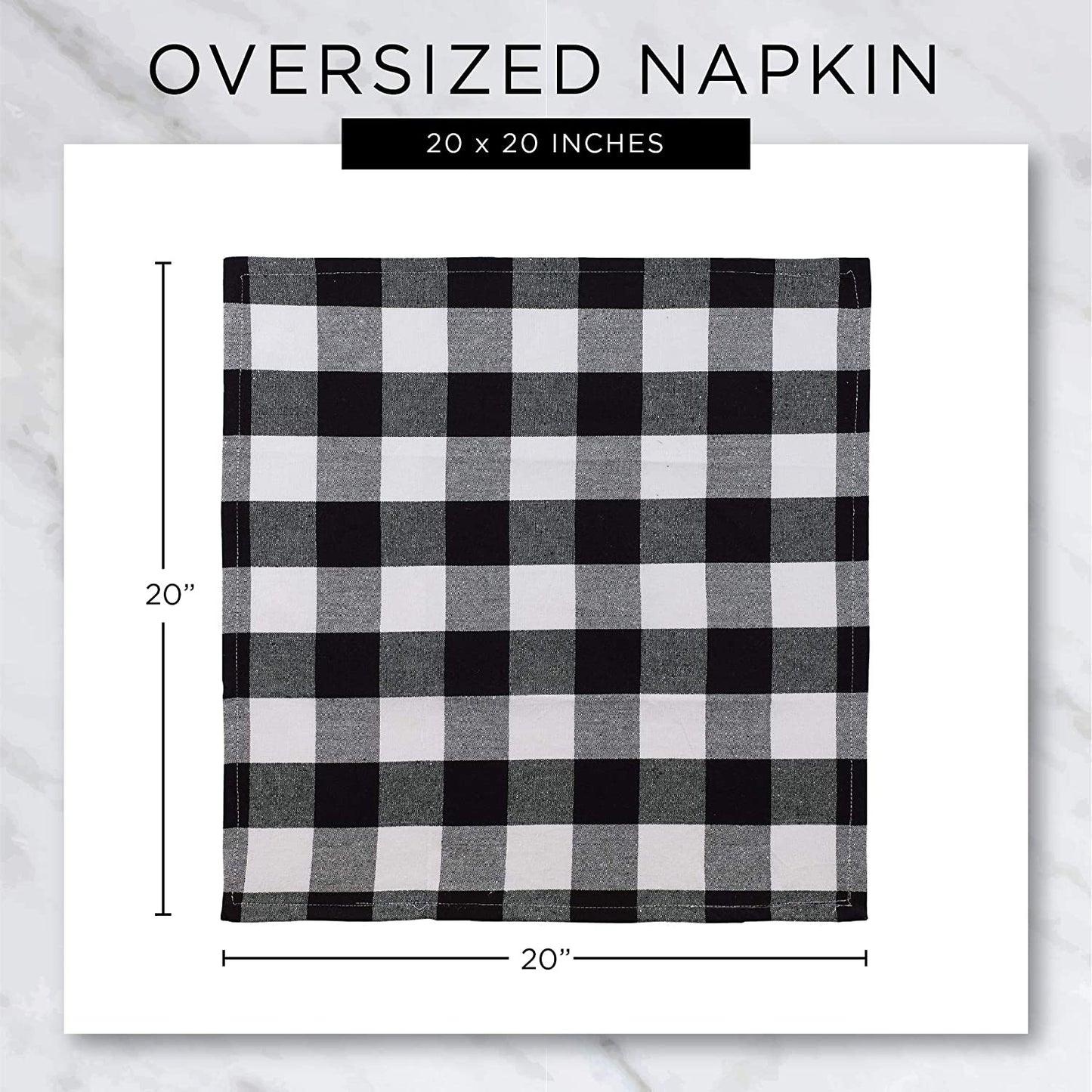 Buffalo Check Collection, Classic Farmhouse Tabletop Set, Napkin Set, 20X20", Red & Black, 6 Piece