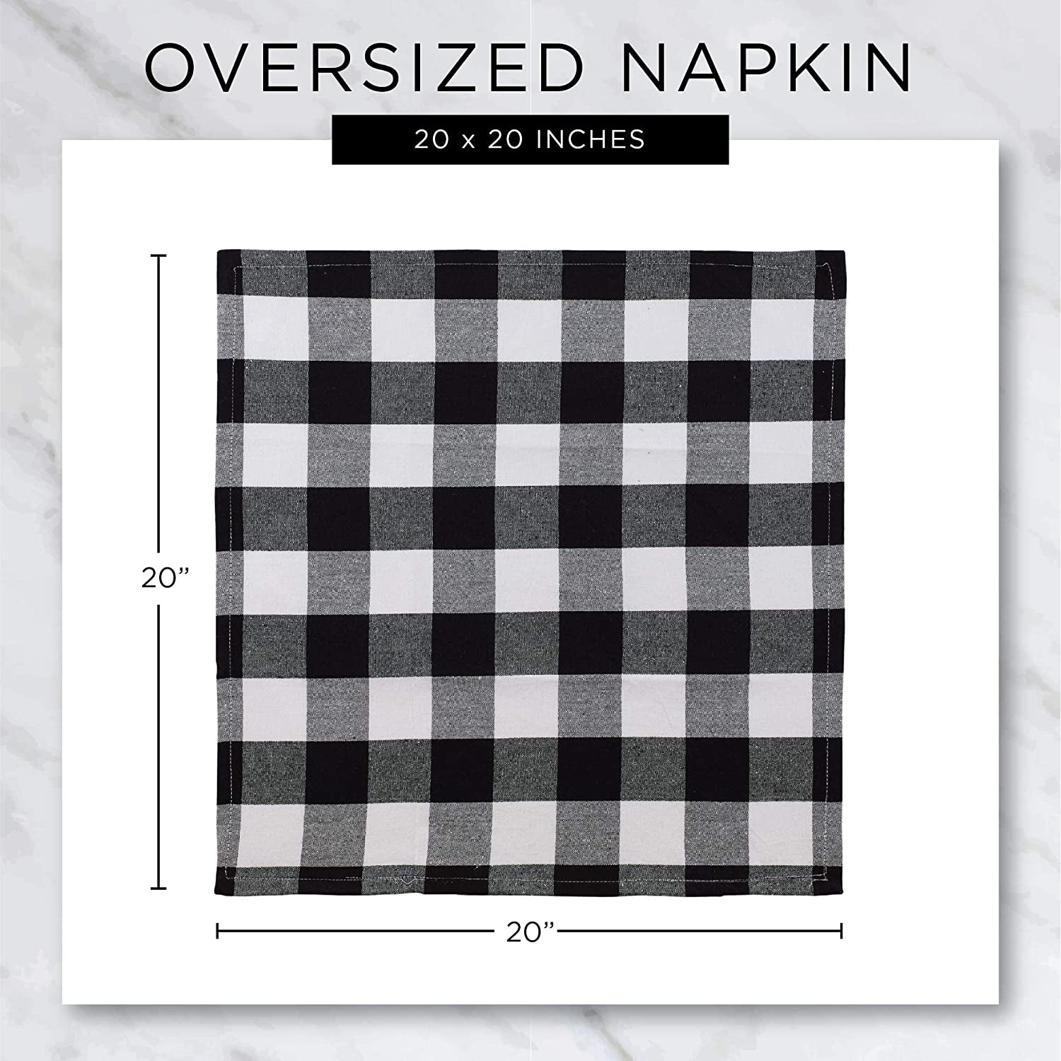 Buffalo Check Collection, Classic Farmhouse Tabletop Set, Napkin Set, 20X20", Red & Black, 6 Piece