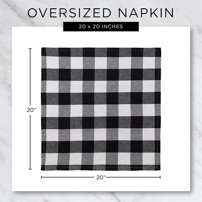 Buffalo Check Collection, Classic Farmhouse Tabletop Set, Napkin Set, 20X20", Red & Black, 6 Piece