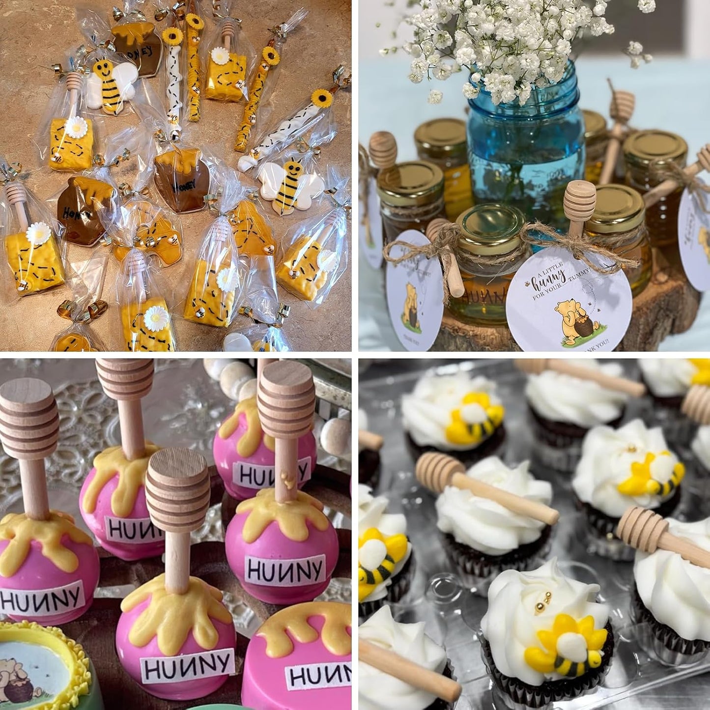 Honeycomb Stick, 36PCS 3 Inch Mini Wood Honey Dipper Sticks Honey Stirrer Honey Wand for Honey Jar Dispense Drizzle Honey, Wedding Party Favors