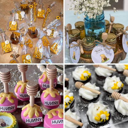 Honeycomb Stick, 36PCS 3 Inch Mini Wood Honey Dipper Sticks Honey Stirrer Honey Wand for Honey Jar Dispense Drizzle Honey, Wedding Party Favors