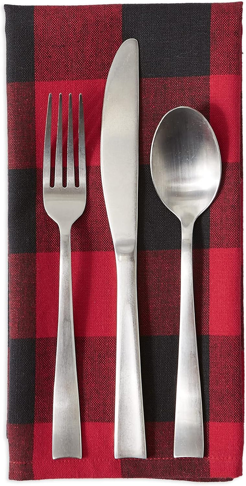 Buffalo Check Collection, Classic Farmhouse Tabletop Set, Napkin Set, 20X20", Red & Black, 6 Piece